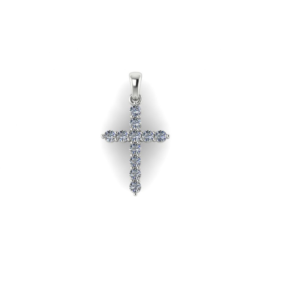Крестик с бриллиантами из белого золота "2.75 Carat"