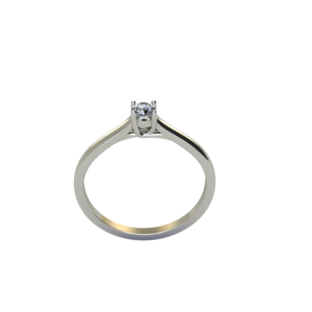 Кольцо помолвочное из белого золота с центральным бриллиантом RYD007