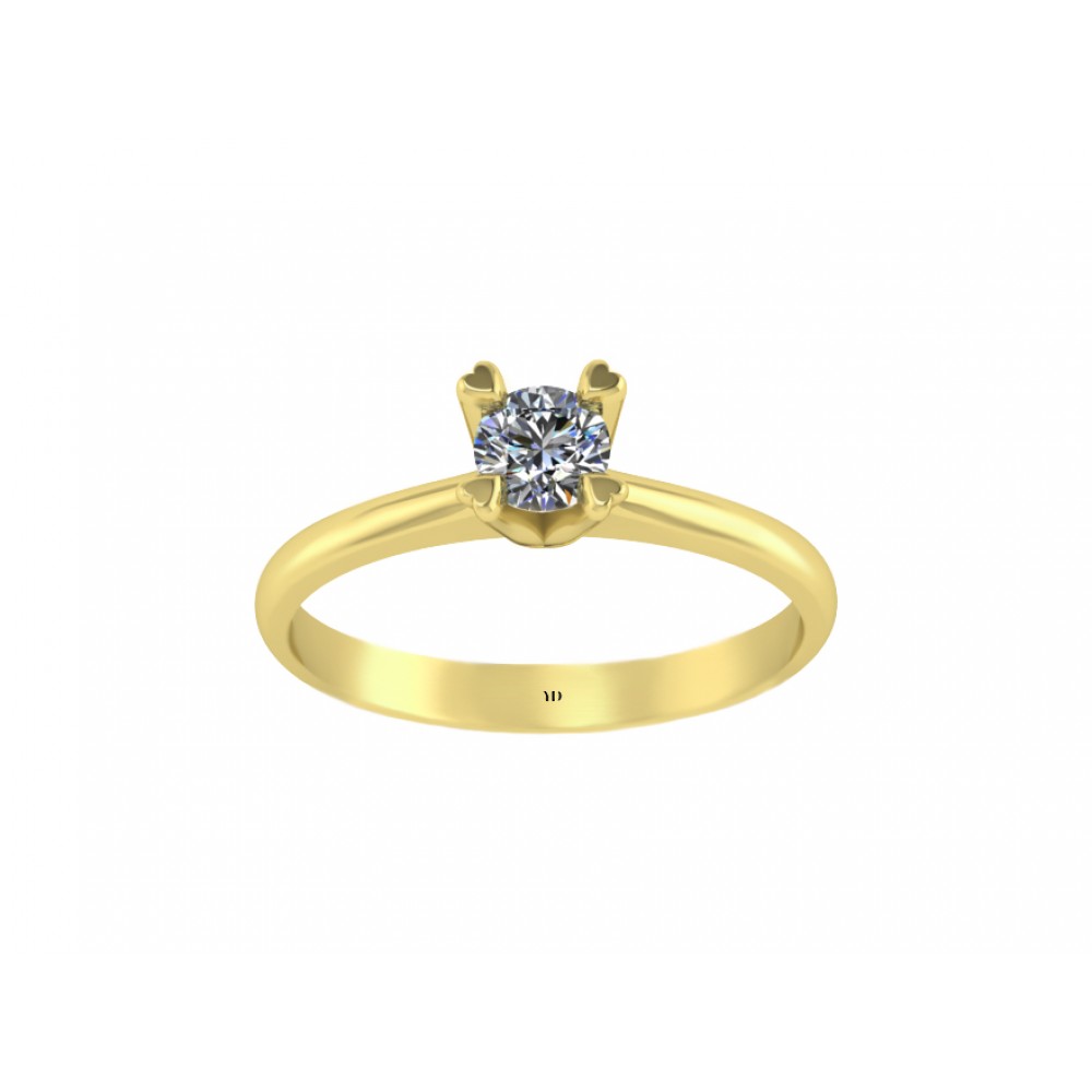 Кольцо для помолвки из золота с бриллиантом в сердечках "Hearts"