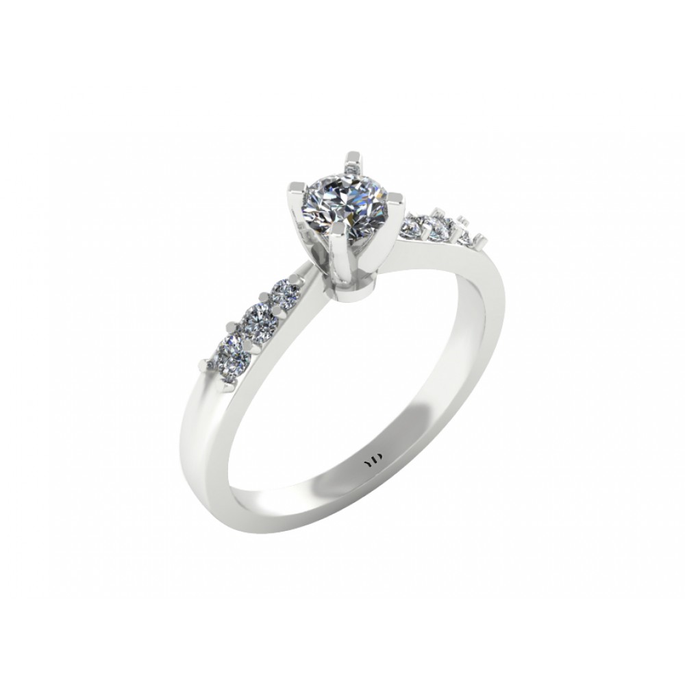 Кольцо для помолвки с бриллиантом и россыпью "Yes"