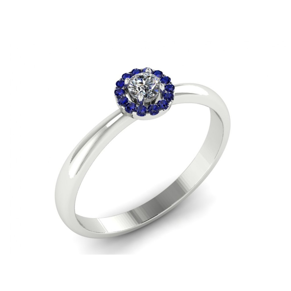 Кольцо для помолвки с бриллиантом и сапфирами "Idra"
