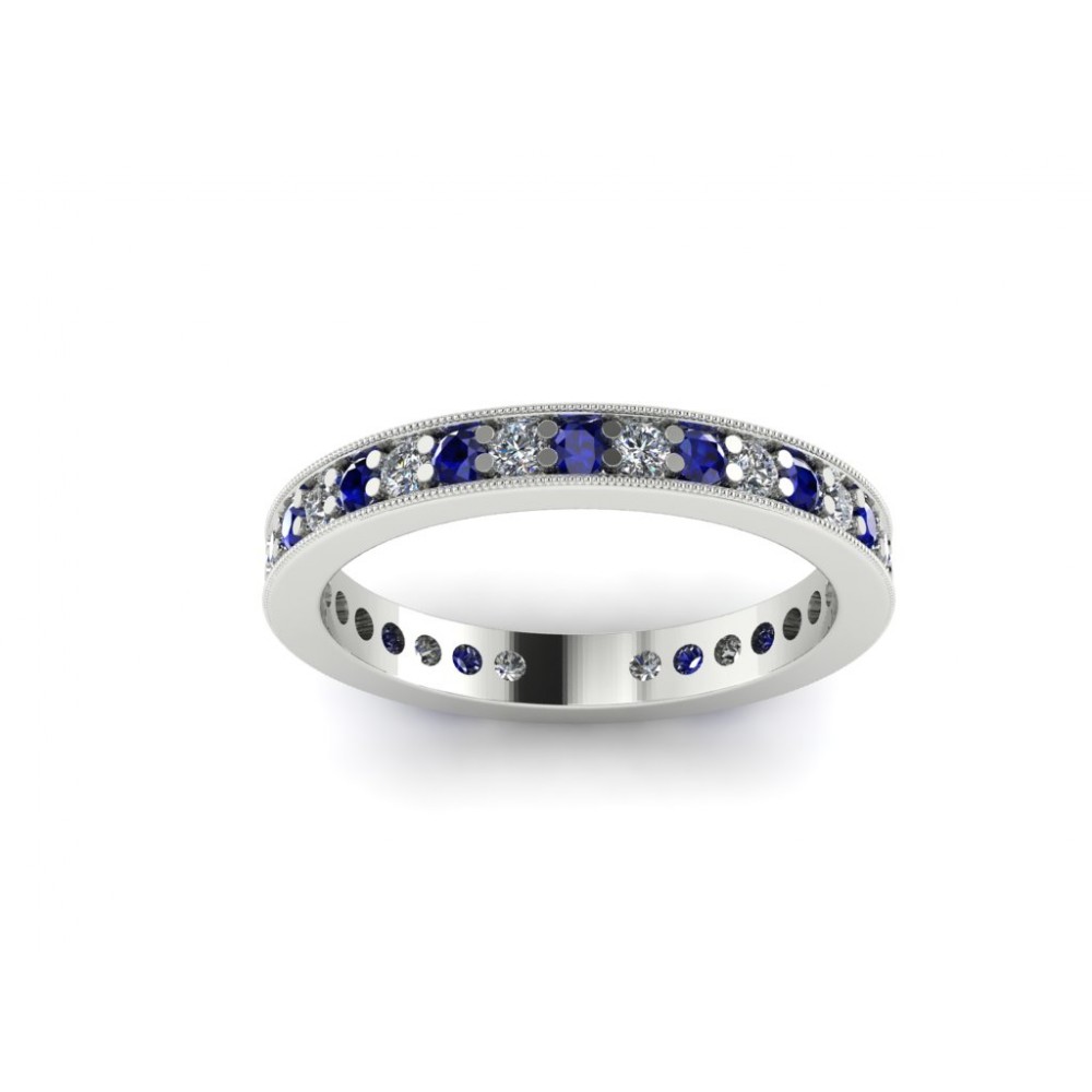 Помолвочное кольцо с россыпью бриллиантов и сапфиров "Scarlett"