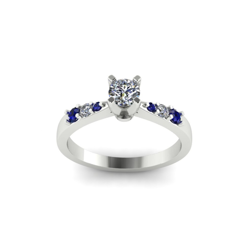 Помолвочное кольцо с бриллиантами и сапфирами "Ada"