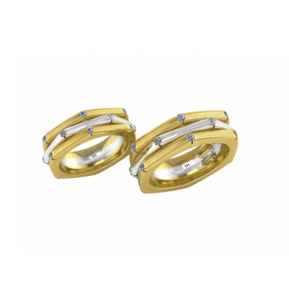 Обручальное кольцо из комбинированного золота с бриллиантами "Marigold"