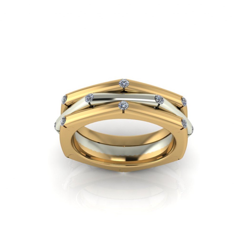 Обручальное кольцо из комбинированного золота с бриллиантами "Marigold"