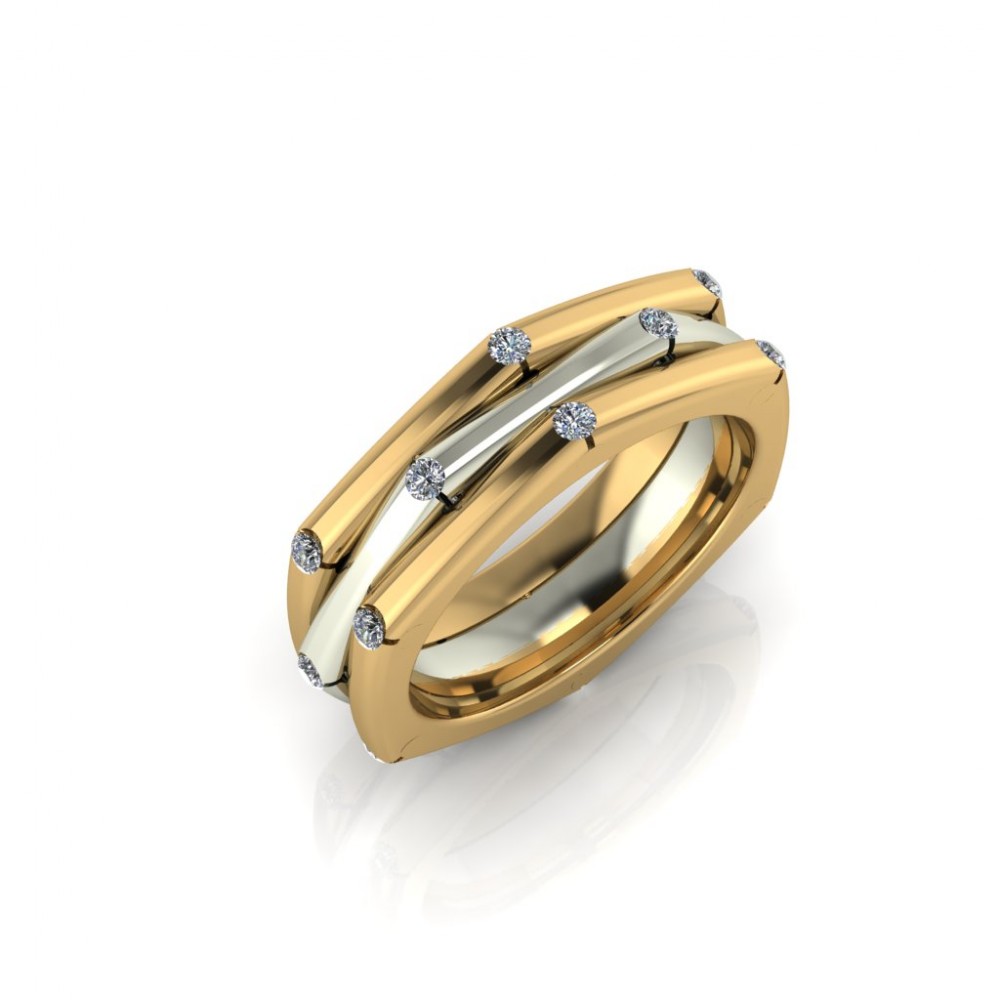 Обручка з комбінованого золота з діамантами "Marigold"