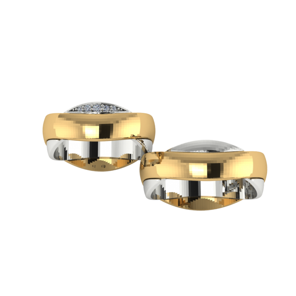 Обручальное кольцо из желтого и белого золота с бриллиантами "One Story"