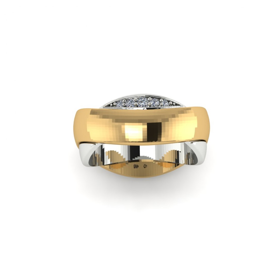 Обручальное кольцо из желтого и белого золота с бриллиантами "One Story"