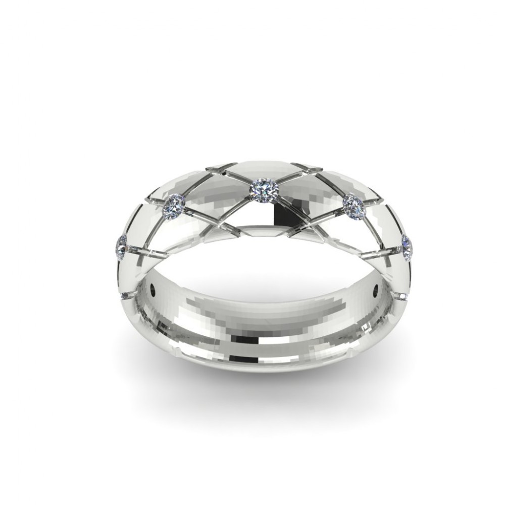 Обручальное кольцо из белого золота с бриллиантами "Darsy"