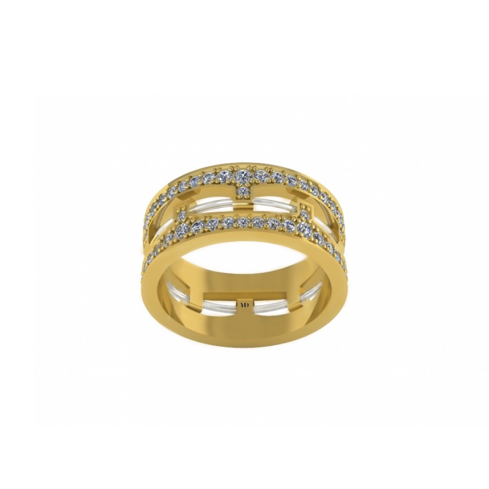 Обручальное кольцо из желтого золота с бриллиантами "Stars"