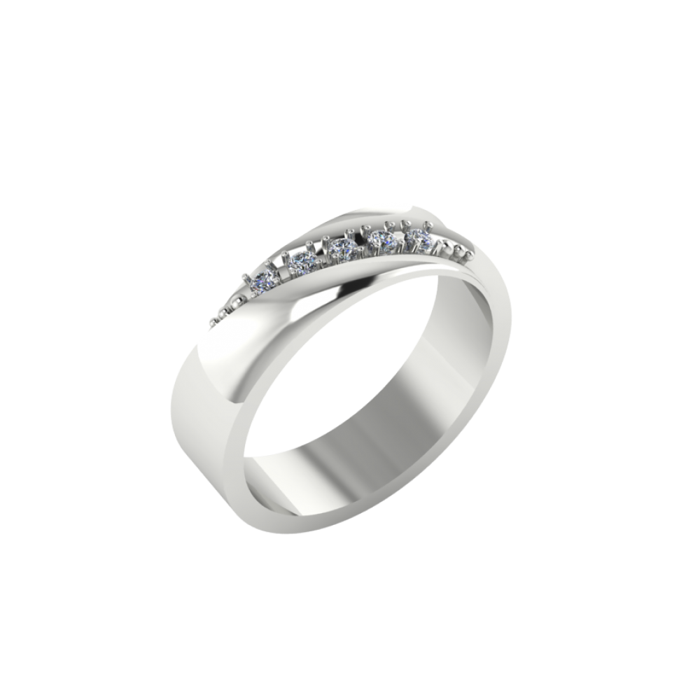 Обручальное кольцо из белого золота с бриллиантами "Princess"