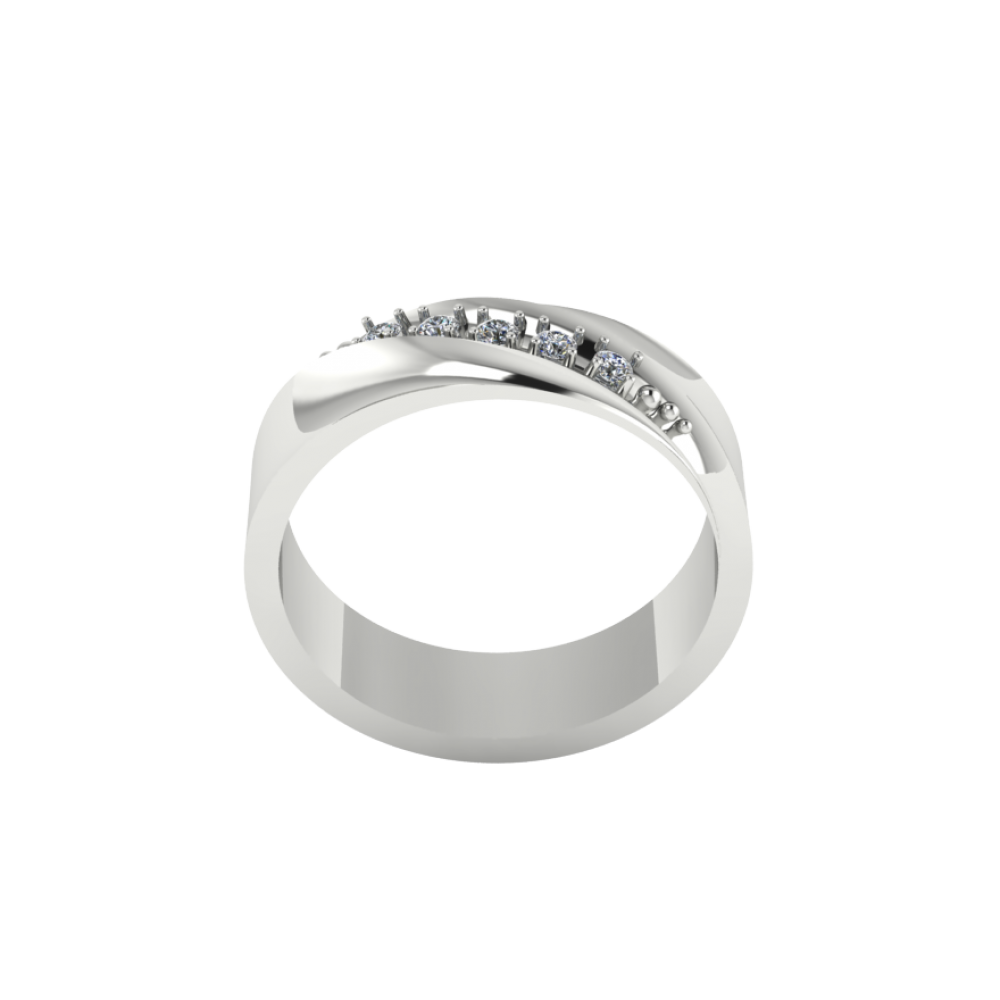 Обручальное кольцо из белого золота с бриллиантами "Princess"