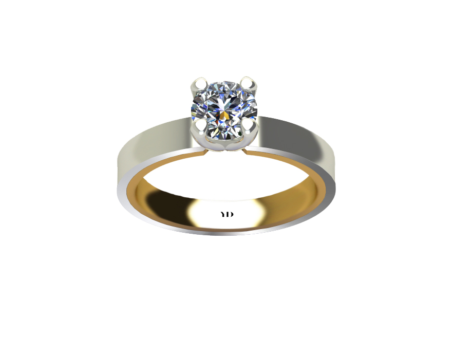Кольцо для помолвки с бриллиантом из золота двух цветов
